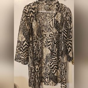 Chico's Black and Brown Lace Animal Print Overlay
